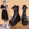 Thick Bottom Wedge Heel Motorcycle Boots Women Plus Size 35-42 Punk Style Platform Black Short Ankle Boots for Women's Botines