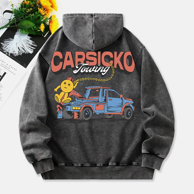 Cars Fouling Washed Hoodies Womens Cartoons Printing Cotton Pullover Comfortable Warm Oversized Hooded Clothes