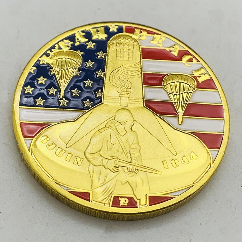 1944 German skydiving, Normandy Army, gold-plated commemorative medal, gold coins, coins, commemorative coins