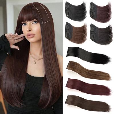 Synthetic Short Straight Hairpiece Extensions Smooth And Fluffy Clip-In Hair  Extensions Make Women Increase Hair Volume Use