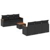 7 Piece Outdoor Sofa Set with Cushions Black Poly Rattan