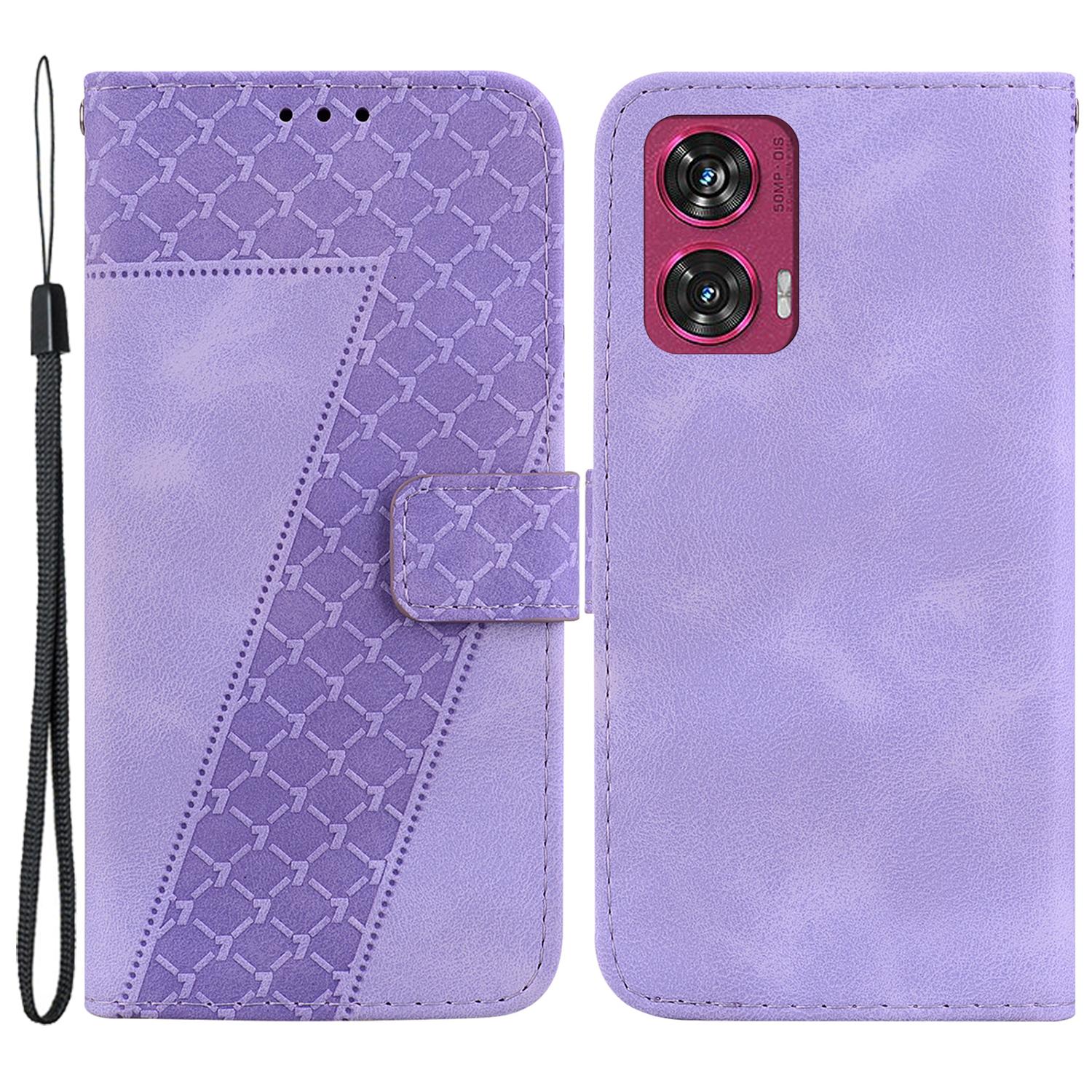 

For Motorola Edge 50 Fusion 5G Wallet Case PU Leather Imprint Phone Cover E