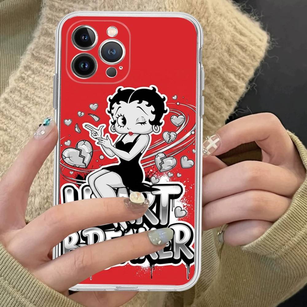 

Анимация B-Бетти Буп Прозрачный ТПУ Чехол для Телефона Для IPhone 17 11 12 13 14 15 16 Pro Max 16 Plus Чехол iPhone 11