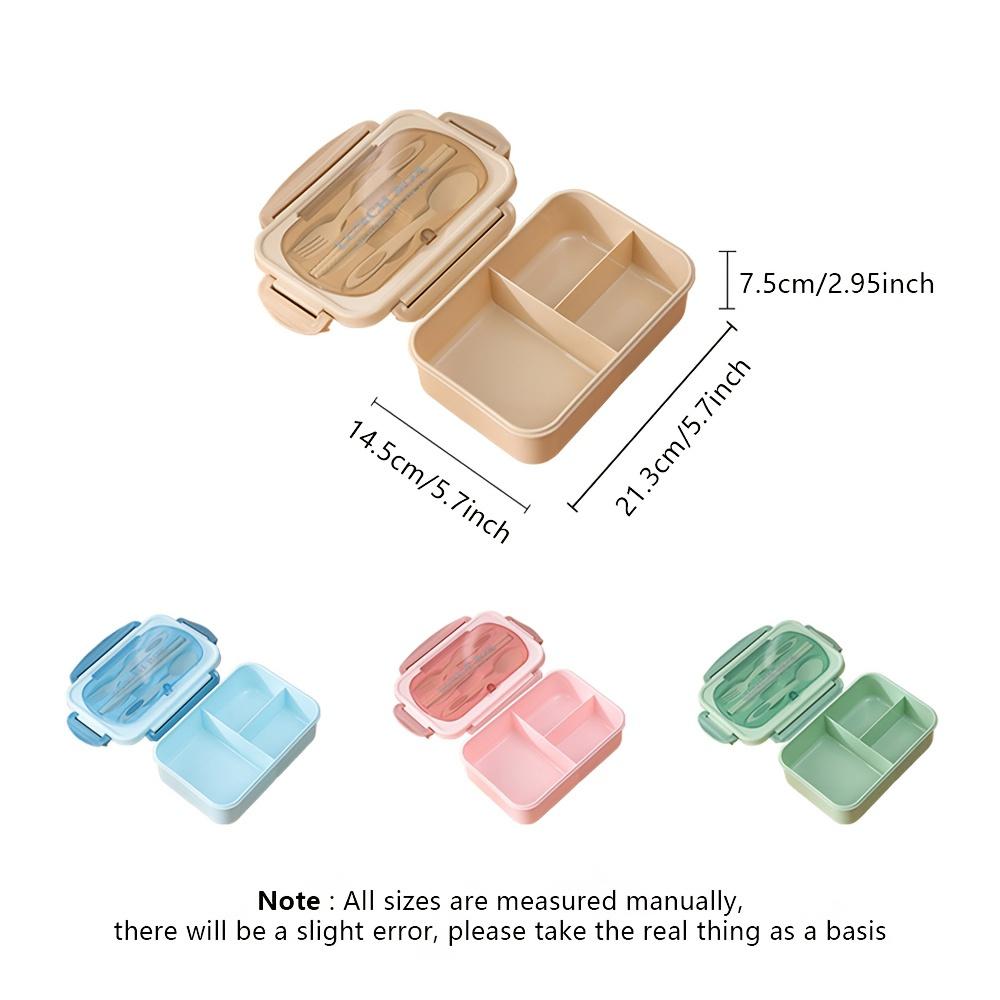 1pc Lunch box with utensils, leak-proof, square shape - Safe to use in microwave, perfect for office workers and kitchen storage