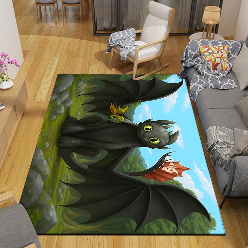 1Pc Dragon Friends Rug, Office Carpet Indoor Outdoor Doormat, Non-Slip, Comfortable, Living, Christmas Halloween, Xmas Gift S1229