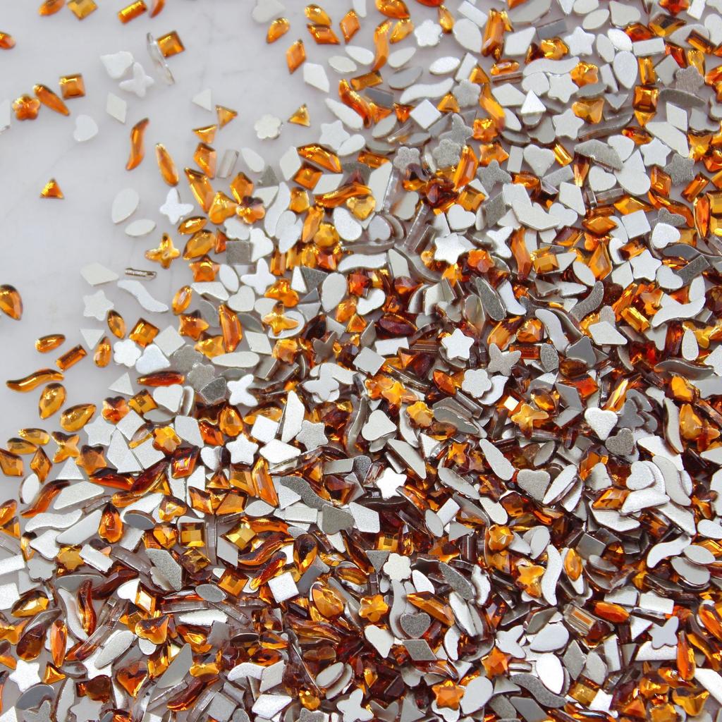 Yiwu Nail Art Diamond Mixed Mini Small Nail Art Flat Bottom Special-Shaped Diamond Mixed K9 Champagne Nail Art Jewelry