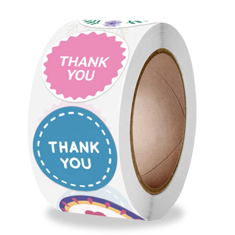 50-500pcs Holiday Wedding Decoration Stickers Thank You Flower Stickers 1inch Round Self-Adhesive Seal Labels