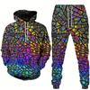 Autumn Hoodies Men's Jogging Tracksuit Shiny Gradient 3D Print Casual Hoodie And Pantsuit Fashion Street Wear Creative Sets