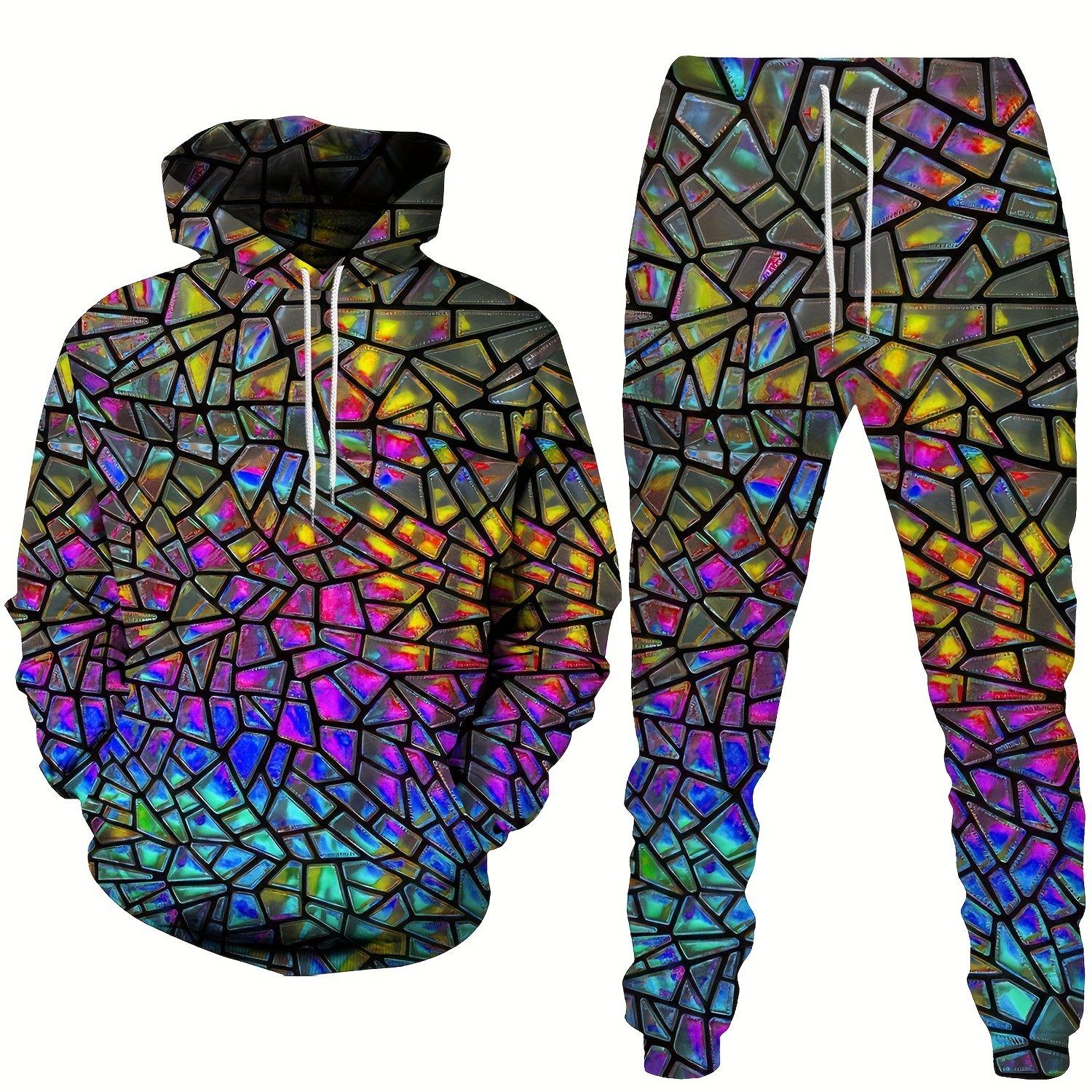 

Осенние худи Мужской спортивный костюм Блестящий градиент 3D принт Повседневная толстовка и брючный костюм Мода Уличная одежда Креативные комплекты 6XL