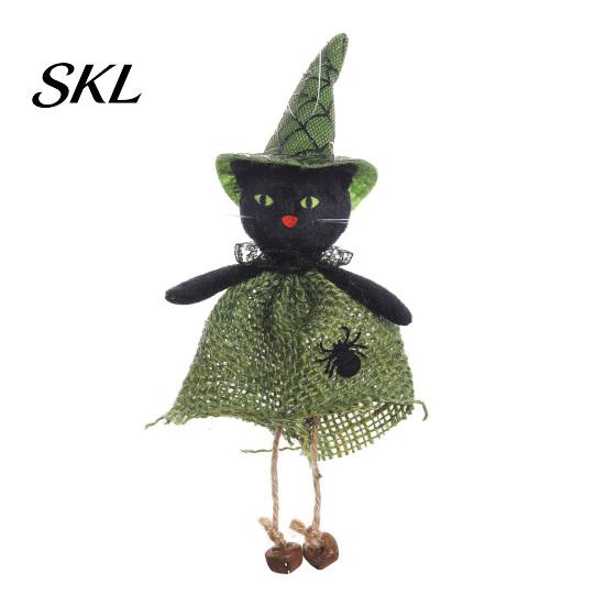 Decorative Witch Statue Halloween Hanging Decoration, Spooky Pumpkin/Ghost/Witch/Black Cat Doll Ornament with Centerpiece Decoration Burlap Skirt for