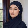 Solid Chiffon Hijab With Scarf Buckle Set Muslim Woman Hijabs Shawls Soft Islimic Turban Headband And Metal Hollow Buckle Set