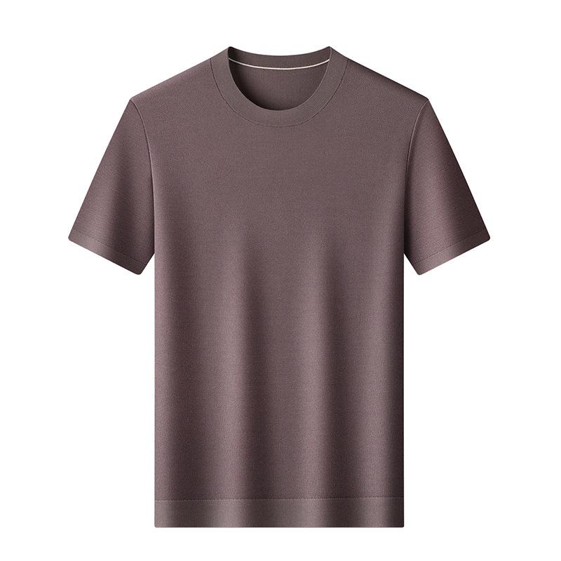 Men's Cool Breathable Tencel Lyocell Knit T-Shirt - Round Neck, Short Sleeves, Casual, Summer Silk Top