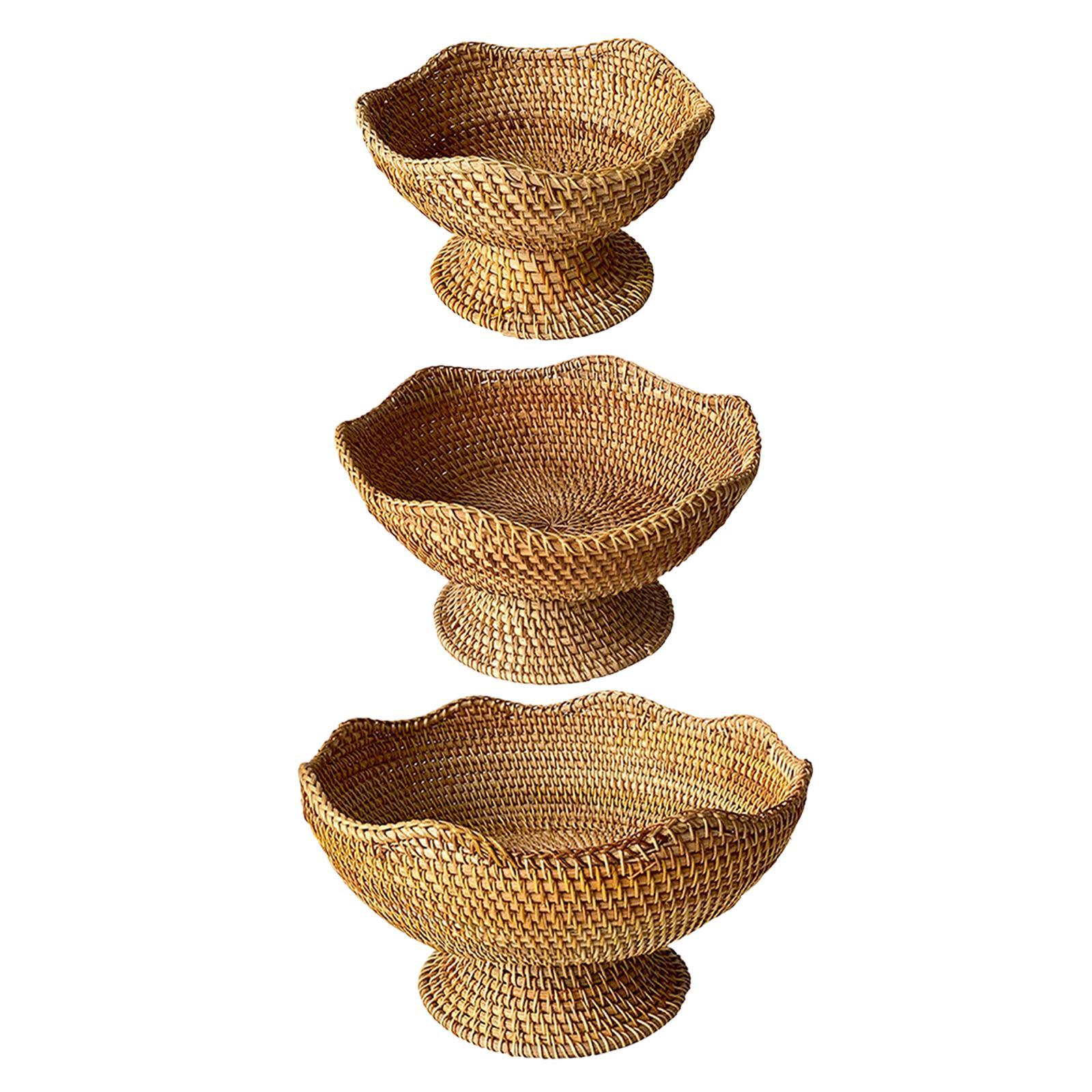

Handmade Rattan Fruit Basket Pantry Organizer Home Living Room Basket Rattan Bread Bowl for Countertop Party Dining Room Makeup S