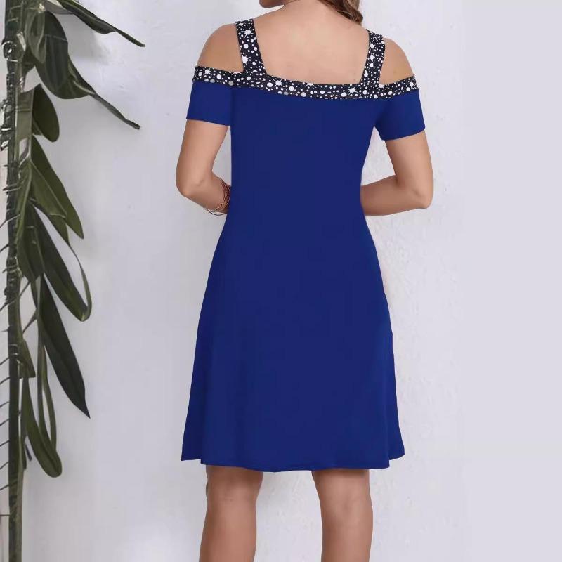 Summer Women's Plus Size Dress V-neck Strapless Sexy Printed Halter Dress