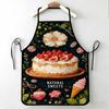1pc Strawberry Cake Print Apron - Sweet Strawberry & Cake, Kitchen Apron Suitable for Coffee Bars, Restaurants, Bakeries, Cafes,