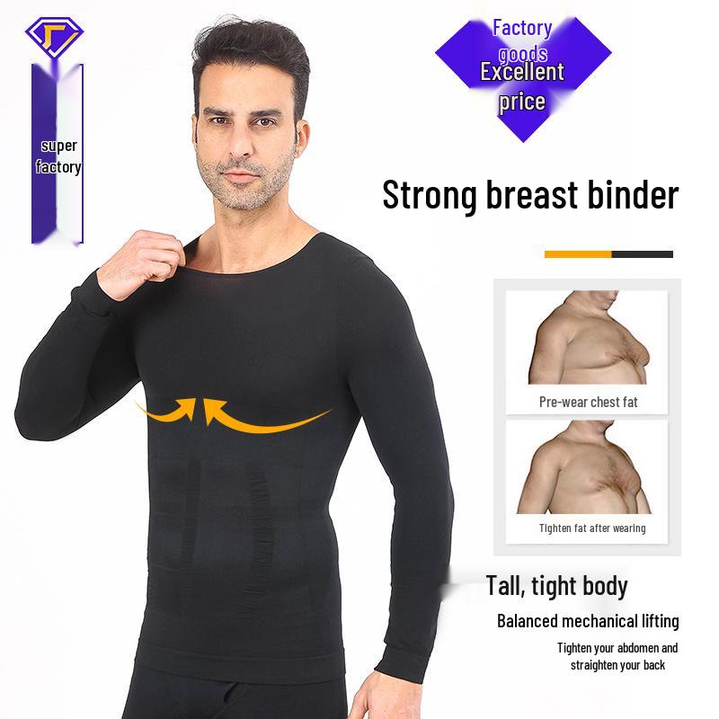 European & American Men's Seamless Long-Sleeve Shapewear Vest CX01 - Tummy Control & Slimming Base Layer