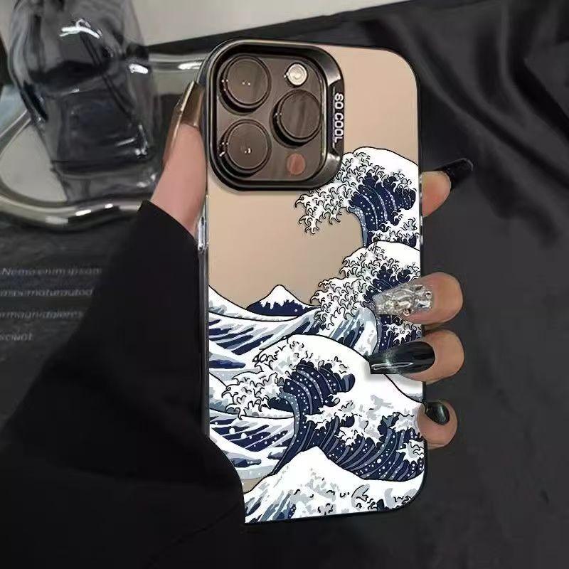Stormy waves apple 16promax mobile phone case iPhone15 colored silver 14pro matte 13/12/78/x/xs