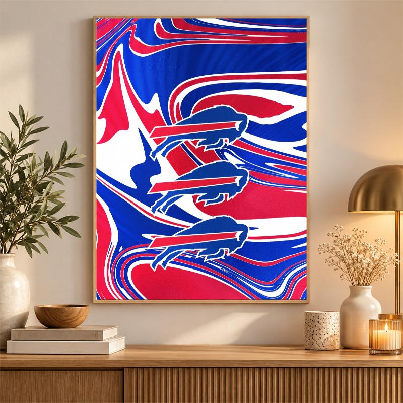 Buffalo Bills Diamond Painting Kit 5D Full Drill DIY Diamond Mosaic Wall Art Home Decor