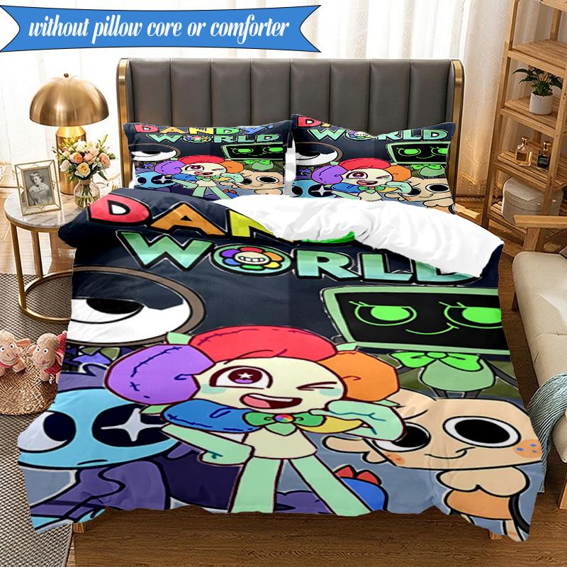 3PCS Cartoon Characters Dandy Collage Bedding Set,Including 1pc Duvet Cover And 2pcs Pillowcases Perfect for Bedroom, Dormitory, Fan Christmas gift