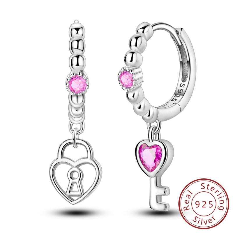 100% Copper Music Notation Earring Zircon Love Lock Hoop Earring For Women Fashion Girl Party Jewelry Gifts