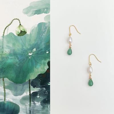 Elegant Retro Hanfu Freshwater Pearl Earrings - Morning Dew Chinese Style