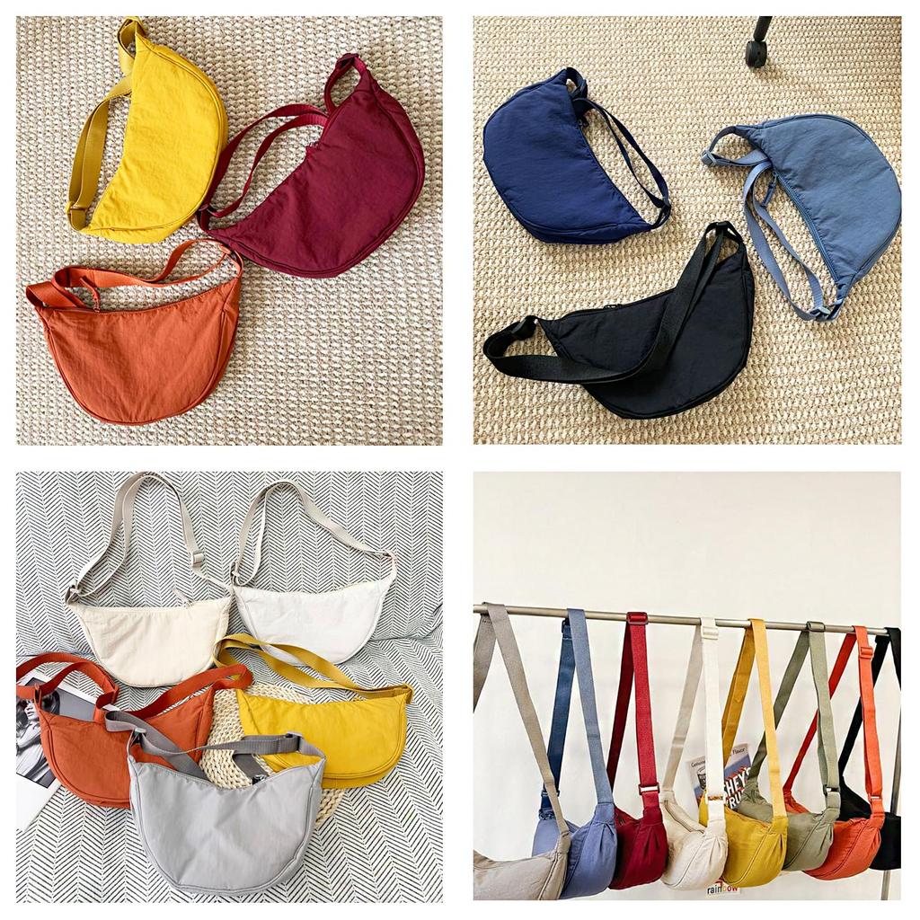 Ailiyumo Crescent-Shaped Nylon Shoulder Bag for Women, Lightweight, Stylish, Waterproof, Durable, with Pockets, Practical, Soft, Unisex, Perfect for