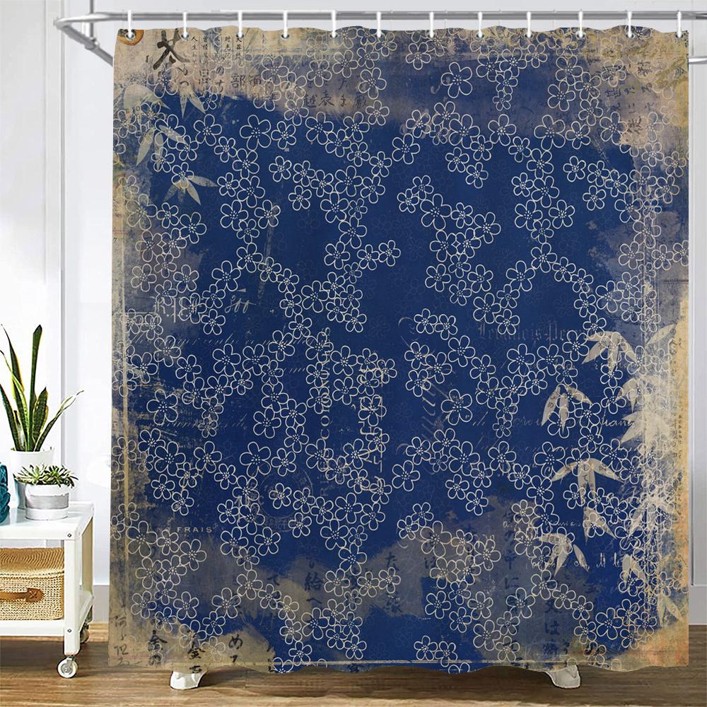 

Japanese-Style Flowers Birds Shower Curtains Plum Blossom Bathroom Curtain Frabic Waterproof Polyester Bath Curtain With Hooks W60H190(CM)-1 Pcs