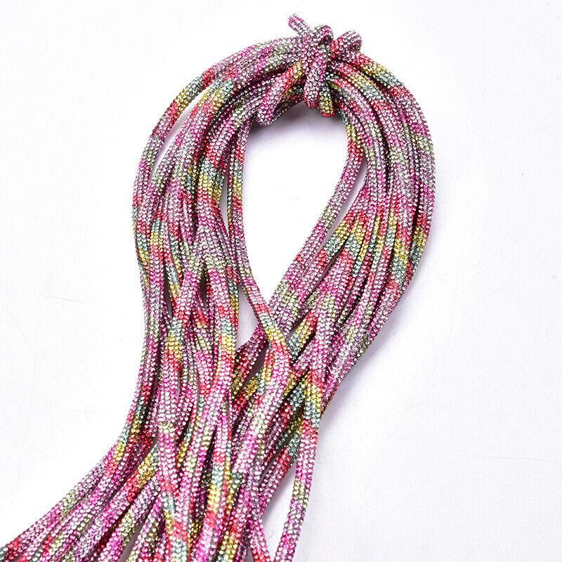 6MM Shiny Rhinestone Tube Rope Chain Empty Hot Melt Hose Bridal Applique for Jewelry Making DIY Rhinestone Tube Cord Rope
