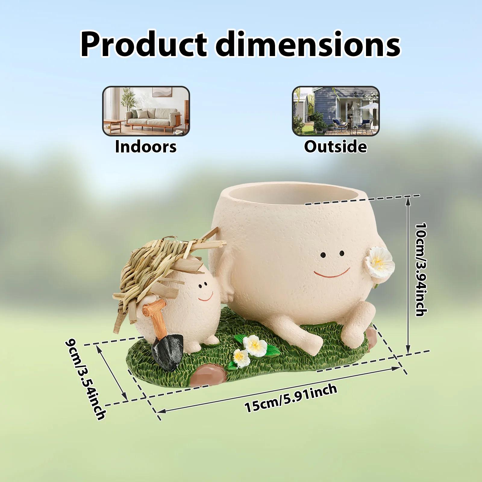 

Смола Горшок для цветов с улыбающимся лицом Милый стул Горшки для суккулентов с дренажем Универсальный горшок для посадки лица для декора сада в помещении и на открытом воздухе