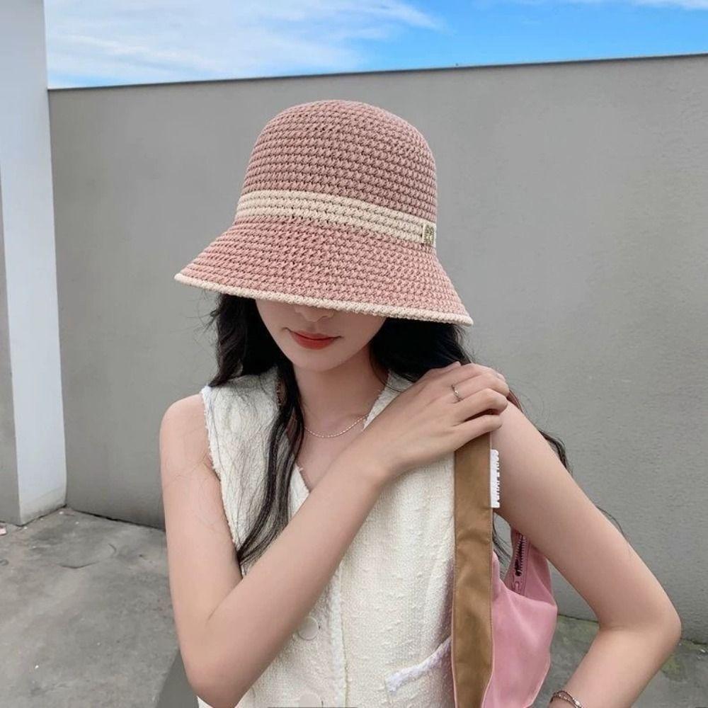 Chapeau seau respirant Chapeau de soleil ajouré Casquette de plage tendance Plein air
