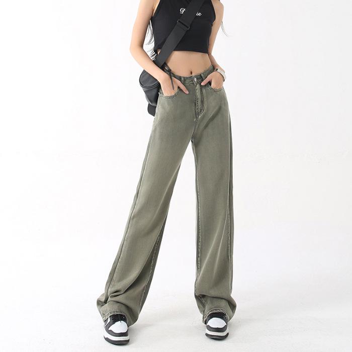Tennis Jeans for Women In Summer New Wide-leg Drooping Thin Loose Ice Silk Straight Pants