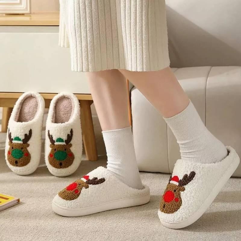 Cozy Plush Cotton Slippers For Women Warm Indoor Winter Footwear Perfect For Christmas And Halloween