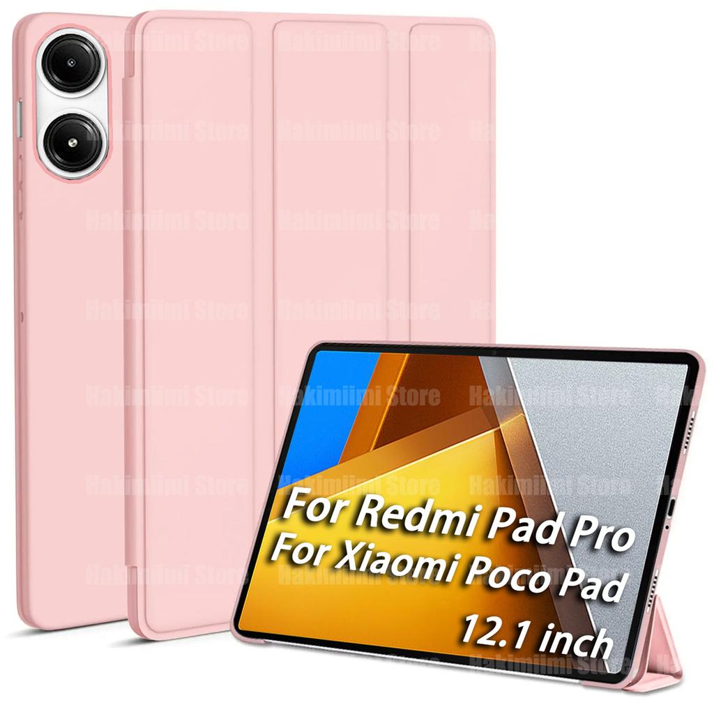Tablet Case for Xiaomi Poco Pad (12.1 Inch) Thin Light Soft Triple Fold Auto Wake/Sleep Protective Cover for Redmi Pad Pro