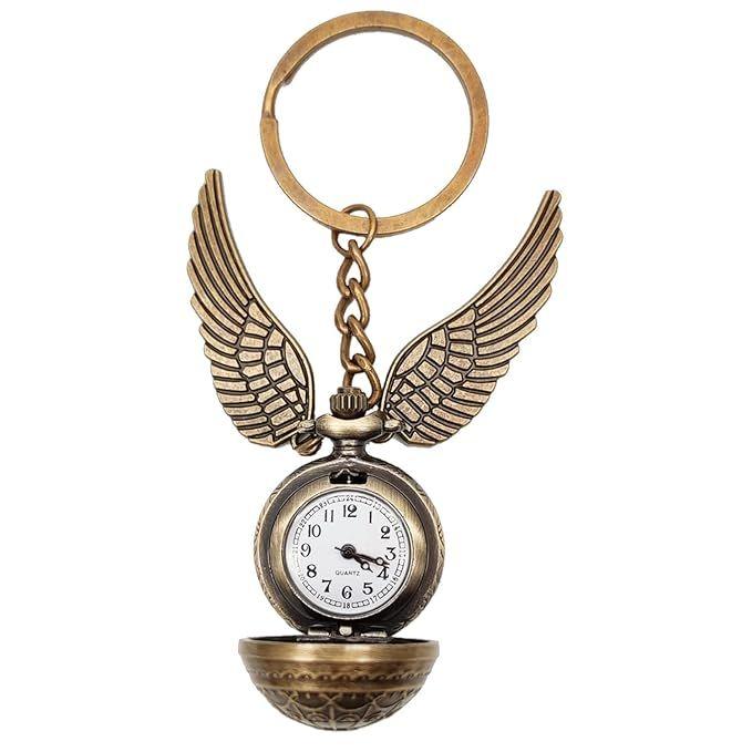 Pocket Watch Metal Keychain Retro Vintage for Gifting With Key Ring