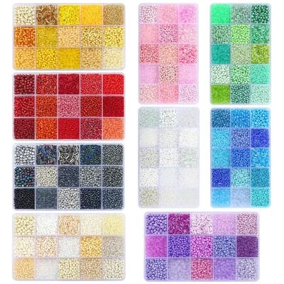 150g/Set Glass Accessories 15 Grid Glass Rice Bead Tube Bead Material Bag Making Beaded Bracelet Necklace Jewelry Loose Beads
