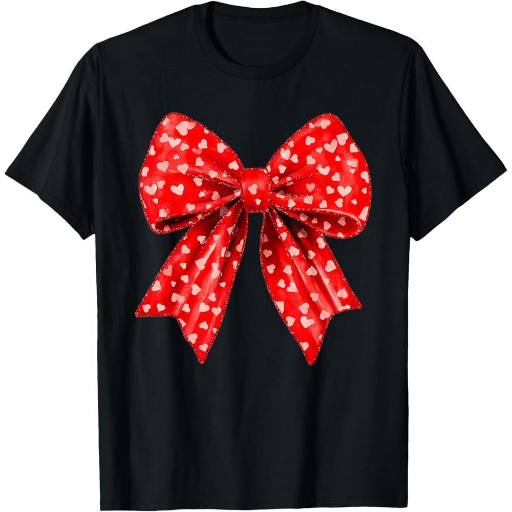 Valentines Day Cute Coquette Bow Hearts Womens Girls Cotton Men T Shirt 3XL
