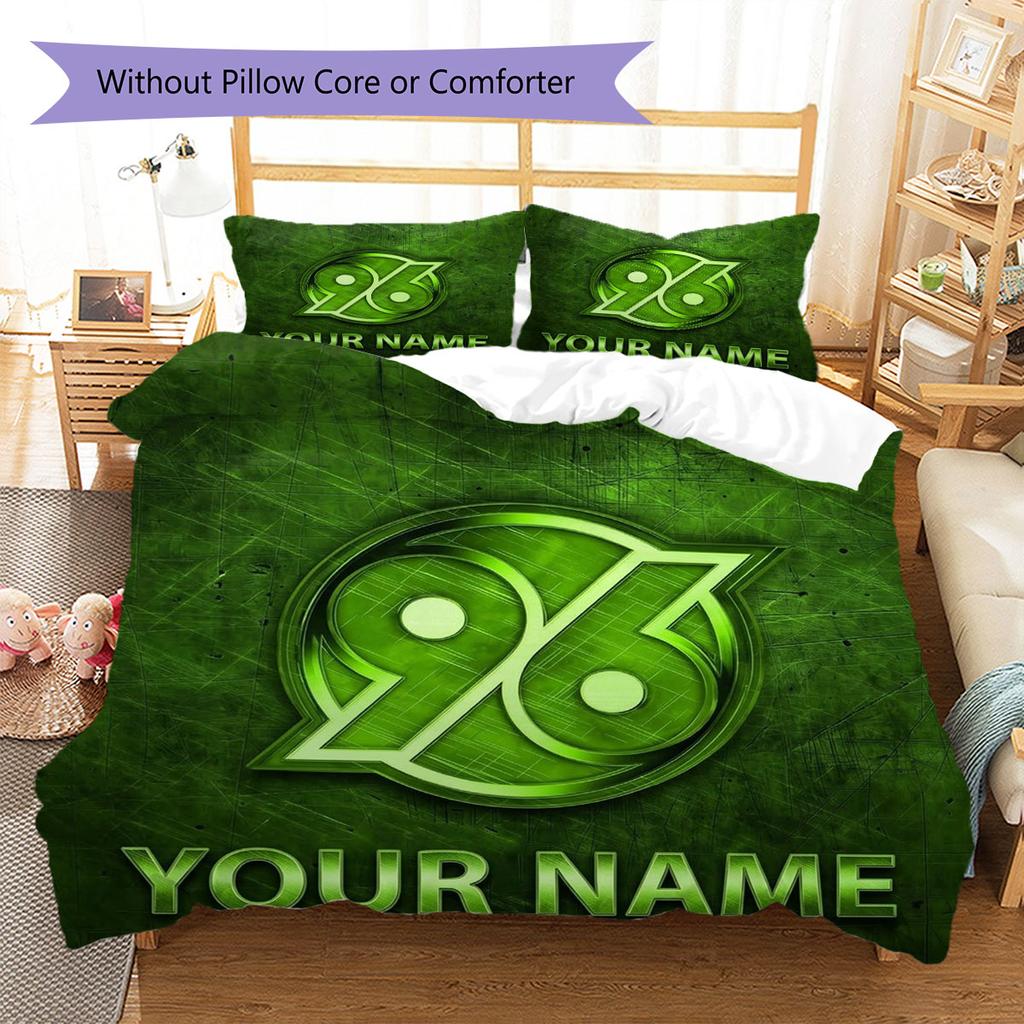 Hannover 96 Custom Name Pattern Bedding,Quilt Set Quilt Cover Pillowcase Home Birthday Gift(1 * duvet cover + 2 * pillowcase, without core)