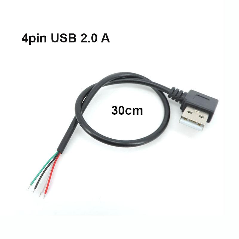 DIY Repair USB Male To Wire 4pin/2pin Micro USB 2.0 A Elbow Head Male Jack Type-c Extension Cable Line