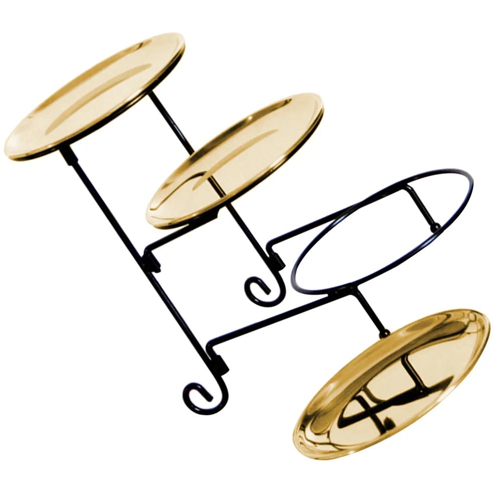 Nivelul Trei Bol de Fructe Tavă pentru Măsuță de Cafea Organizator Tăvi Farfurie pentru Desert Servire Mare Oțel Inoxidabil Metal Cină Casnic