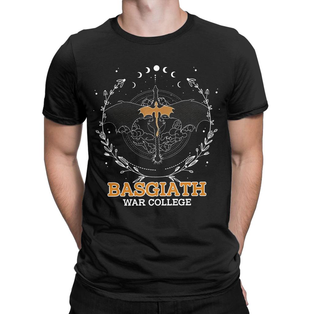 Fourth Wing Basgiath War College T-Shirt Men's Cotton Clothing Retro  O-neck Short Sleeve