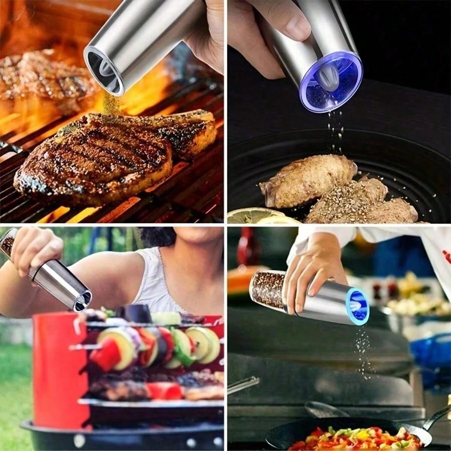 1 Stück Elektrisches Salz- und Pfeffermühlen-Set, Salz- oder Pfeffermühle, Einstellbarer Mahlgrad, Batteriebetrieben