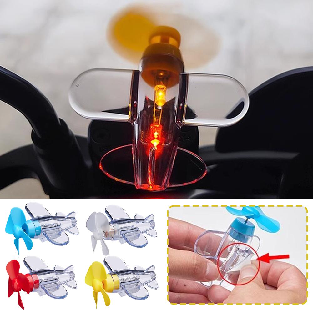 Mini Luminous Airplane Car Ornaments Motorcycle Helmet Wind Powered Rotating Glowing Small Aircraft Decoration LED Bright Lights