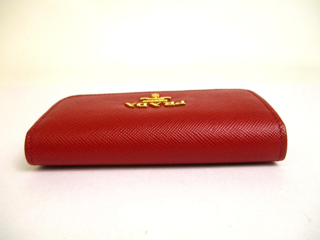 Authentic PRADA Red Saffiano Metal Leather 6 Pics Key Chain #a909  Refurbished