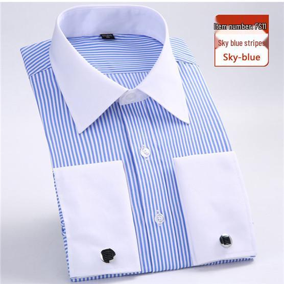 2018 Neuankömmling Herren Übergröße Langarm Businesshemd mit Umschlagmanschette und kundenspezifisch gesticktem Logo