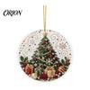 Outdoor Hanging Decor Christmas Acrylic Ornament, 2D Flat Double Side Printed Party Supplies Santa Snowman Pendant for Tree Window, Festive