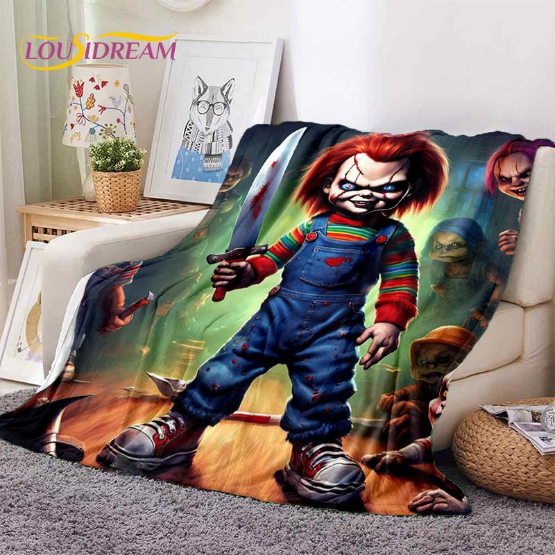 Hororový film Chucky Pennywise Halloween Pila Postava Deku, Měkká Přehozová Deku pro Domov Ložnici Postel Pohovku Piknik Cestovní Kryt