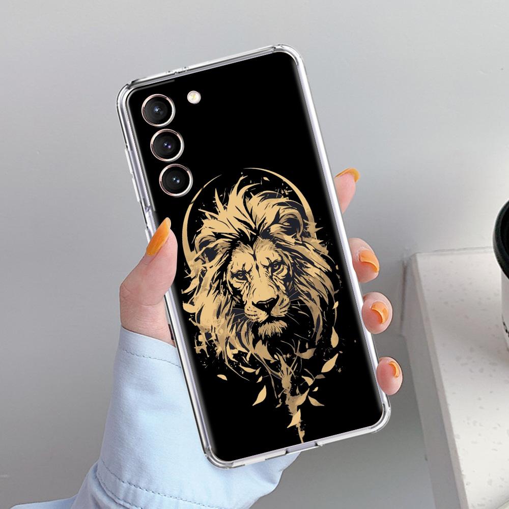 Phone Case For Samsung Galaxy S26 S25 S24 S23 S22 Ultra S20 S21 FE 5G Plus Soft Clear Cover Concise Lion Pattern