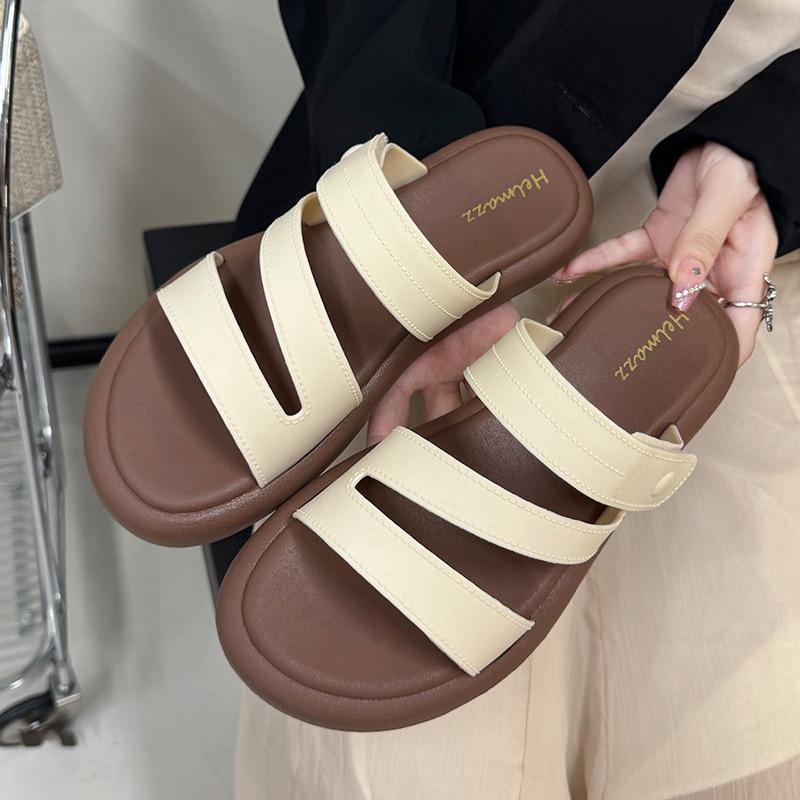 Women's Summer Flat Non-Slip One-Strap Z-Strap Sandals for Bathing and Beach