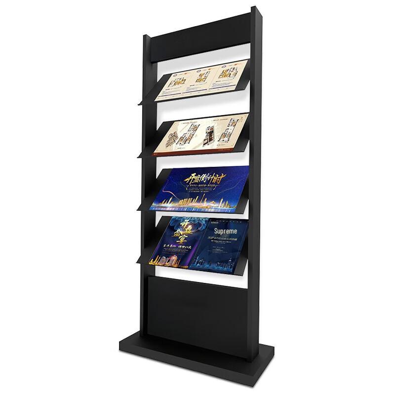 Black Multi-layer Floor Standing Brochure Display Rack