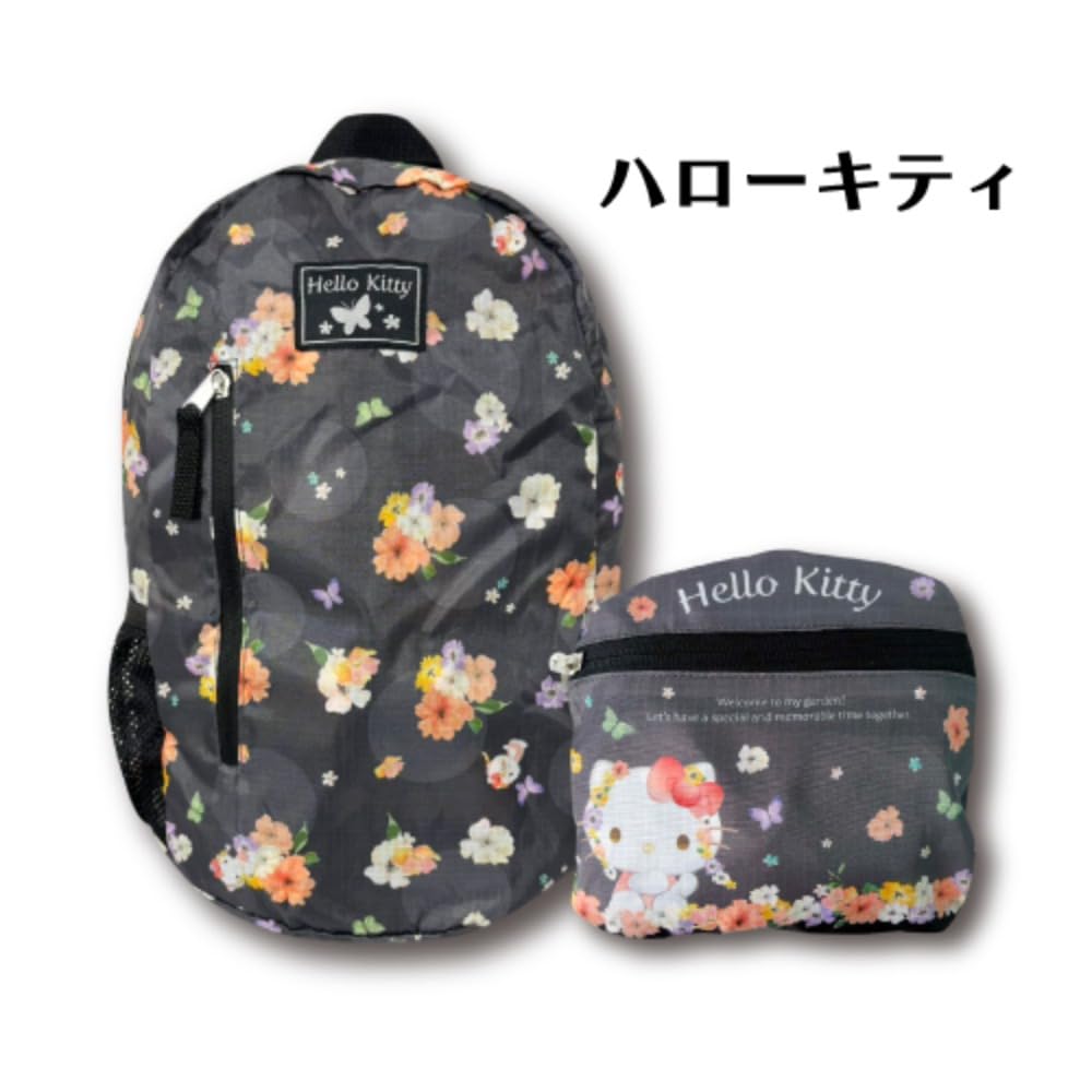 Hatayama Shoji Folding Backpack, Watercolor Flower Hello Kitty, H38 X W28 X D13cm, 33202299